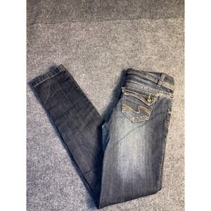 Blue Asphalt Jeans Women's 5 Long Dark Blue Denim Stretch Low Rise Straight Leg